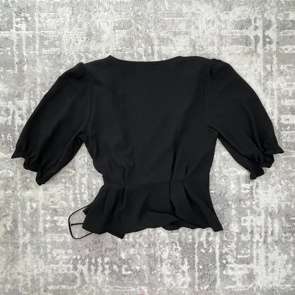 Topshop - Black Peplum Wrap Blouse - Picture 3 of 6